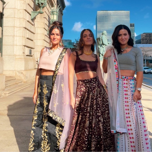 White colorful lehenga - three pieces - formal Indian wedding - Picture 2 of 8